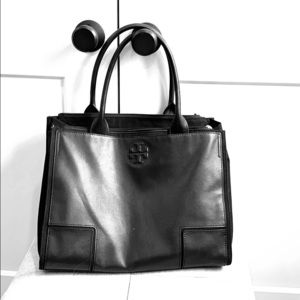 Beautiful black Tory Burch leather/canvas tote